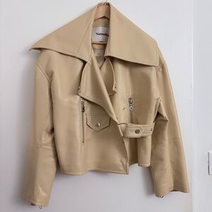 Nanushka Ado Vegan Leather Jacket in Sand Beige